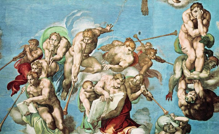Трубящие ангелы на фреске "Страшный суд"